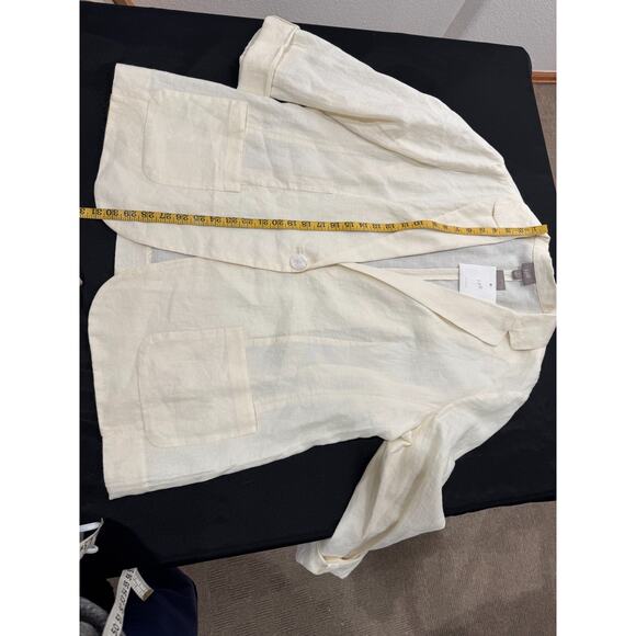 J Jill Blazer Womens Ivory Linen Single Button Pockets Lightweight Jacket XL NWT - Picture 6 of 11